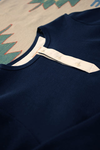 Malines Blue Henley Waffle