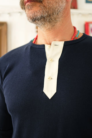 Malines Blue Henley Waffle