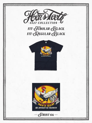 No Brakes No Regrets Black T-Shirt Print 64