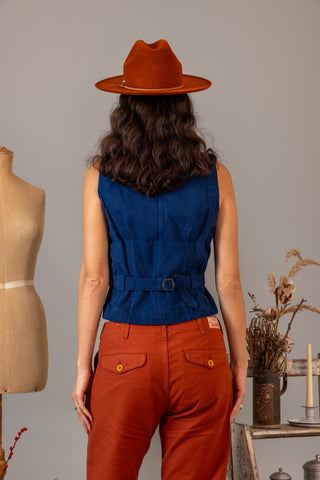 Cotton Deep Blue Corduroy Vest