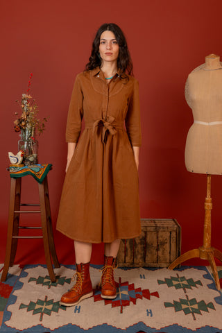 Herringbone Tobacco dress